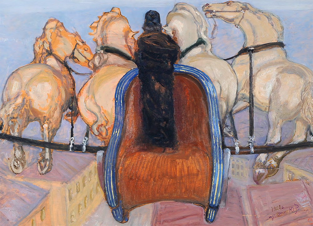 Ю.И. Репин. Квадрига. 1928. Фанера, масло. 47×58,5 см. Музей-усадьба И.Е. Репина «Пенаты»