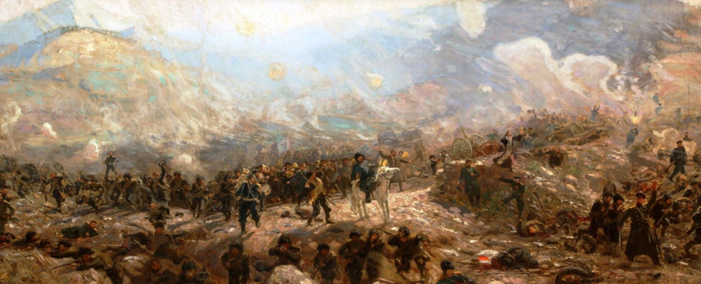 «Тюренчен. В славной смерти вечная жизнь». (11-й Восточно-Сибирский стрелковый полк в Тюренченском бою), (1914), холст, масло, Приморская государственная картинная галерея