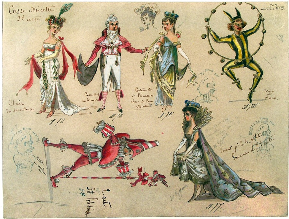 Эскизы костюмов к балету «Щелкунчик» работы И.А. Всеволожского
