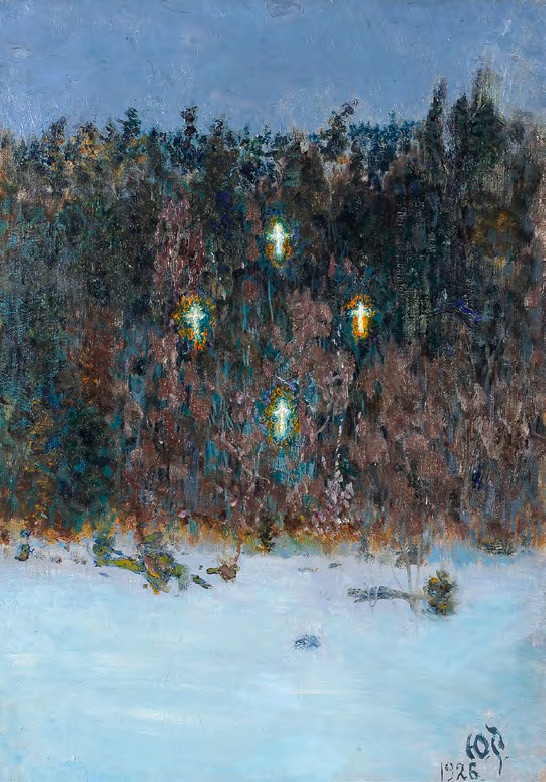 Ю.И. Репин. Видение крестов. 1926. Фанера, масло. 54 х 40. Музей-усадьба И.Е. Репина Пенаты