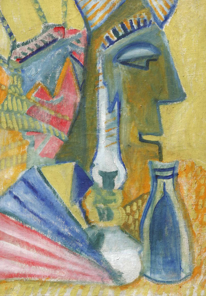 Ил. 14. А.Ф. Микули. Натюрморт с маской. Воображение. 1910-е. Холст, масло. 49,5×36. Собрание Романа Бабичева, Москва