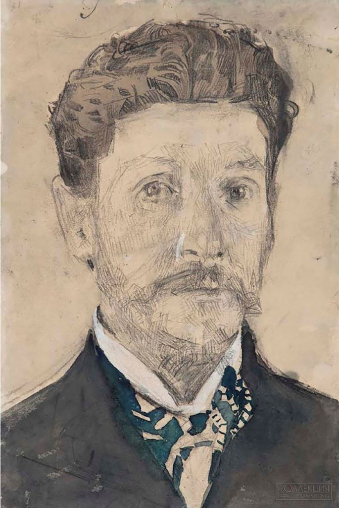 Врубель Михаил Александрович (1856-1910). Автопортрет. [Осень] 1904 — [зима] 1905. Бумага, акварель, белила, графитный карандаш. 35,8 × 24