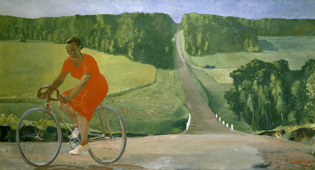 Дейнека А. А. Колхозница на велосипеде. 1935. ГРМ..jpg