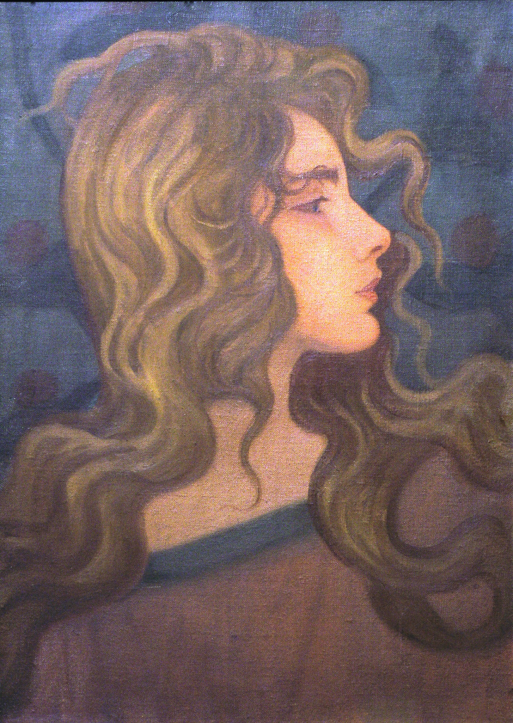Ф.В. Боткин. Женская головка (Головка девушки в зеленом воротнике).     1890-е. Холст, масло. 52×37. Удмуртский республиканский музей изобразительных искусств, Ижевск