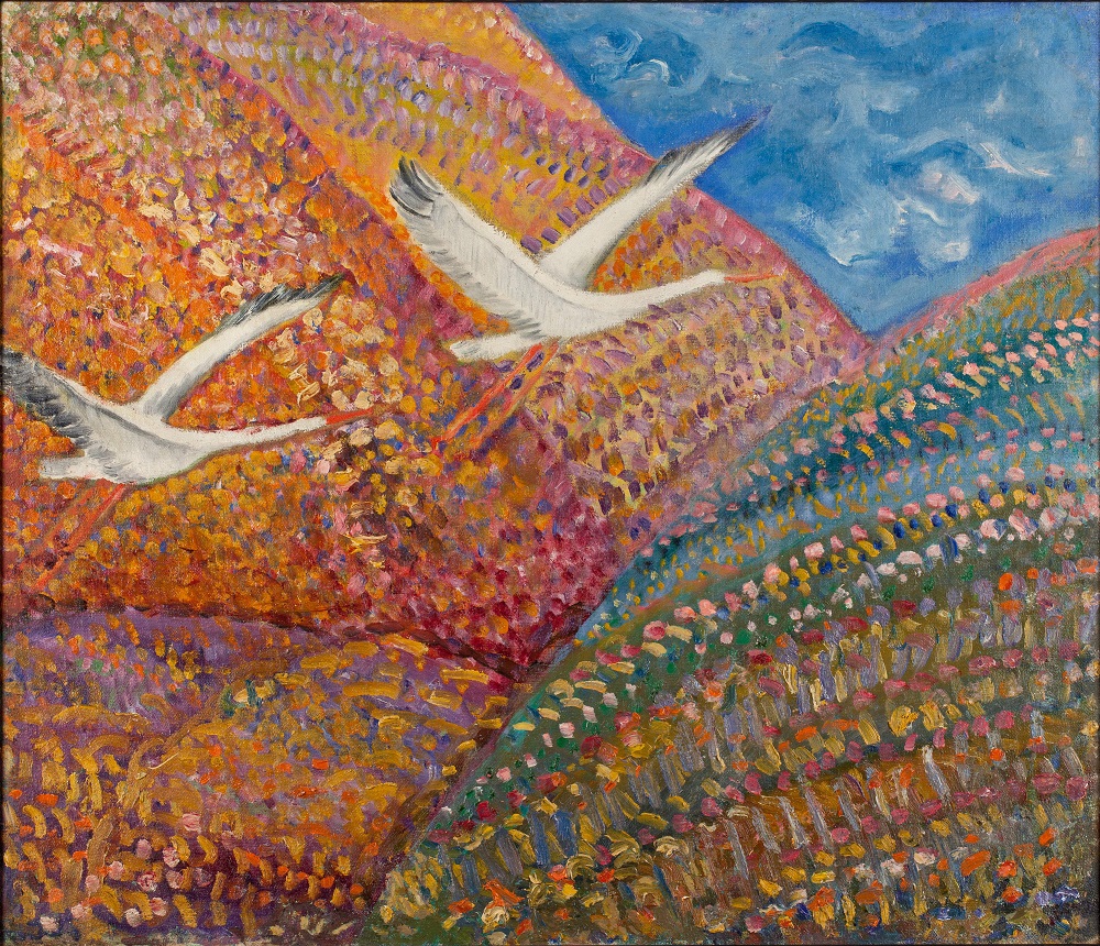 Ил. 22. А.Ф. Микули. Аисты. 1900-е–1910-е. Холст, масло. 57,7×67. Собрание Романа Бабичева, Москва