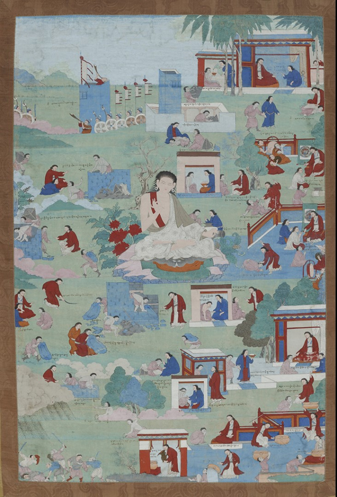 Миларепа. Тибет, карма-гарди стиль, XVII в. Холст, минеральные краски