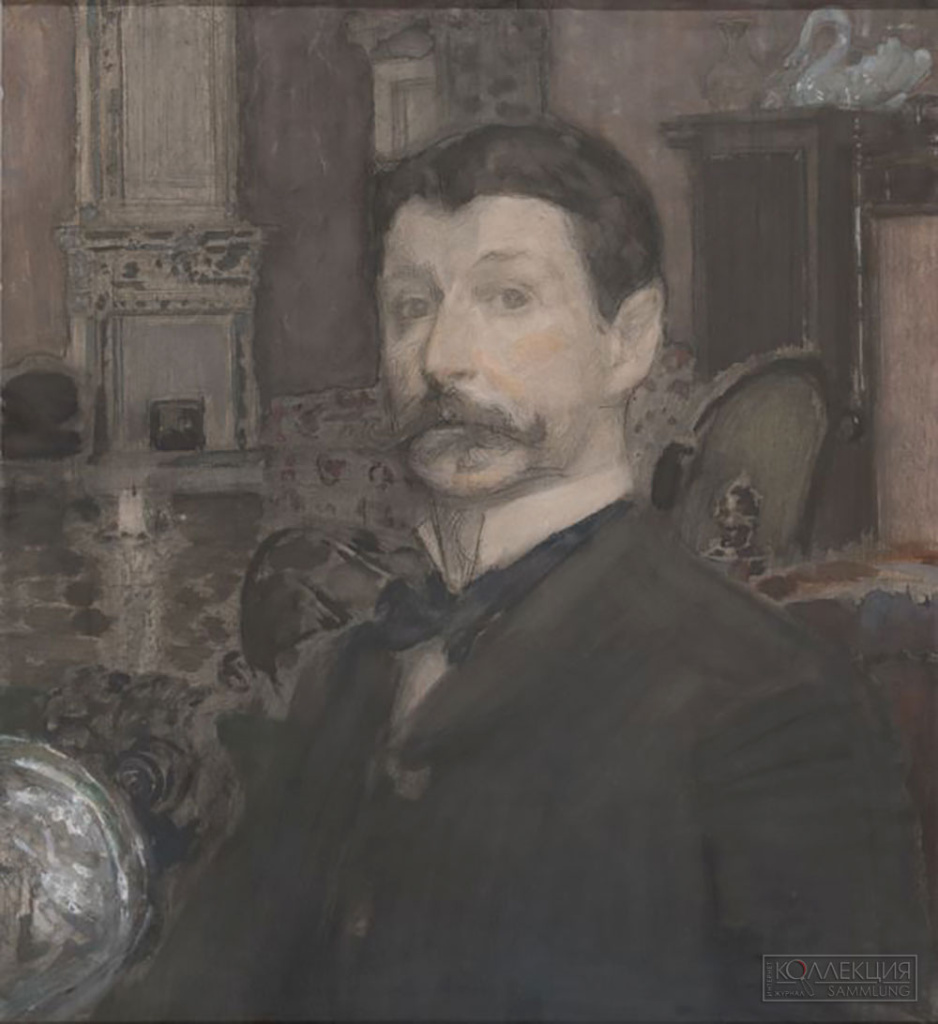 Врубель Михаил Александрович (1856-1910). Автопортрет с раковиной. Конец 1904 – начало 1905. Бумага, акварель, уголь, гуашь, сангина, графитный карандаш. 58,2 × 53. ГРМ, Санкт-Петербург (Инв. Р-134730)