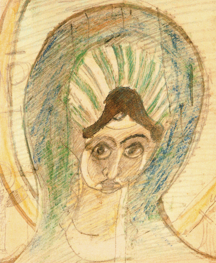 Ил.7. М.А. Врубель. Голова с нимбом. 1902. Картон, графитный и цветной карандаши, акварель. 23,6×20,6. Государственный Русский музей, Санкт-Петербург