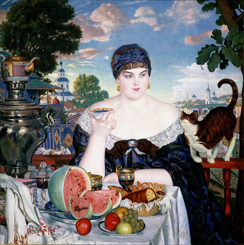 Б. М. Кустодиев. Купчиха за чаем. 1918.jpg