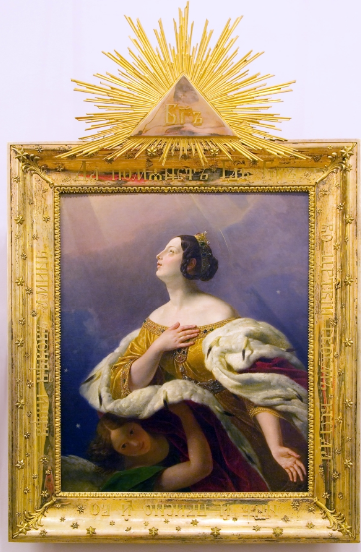 Карл Брюллов. Святая царица Александра, возносящаяся на небо. Портрет-икона великой княгини Александры Николаевны