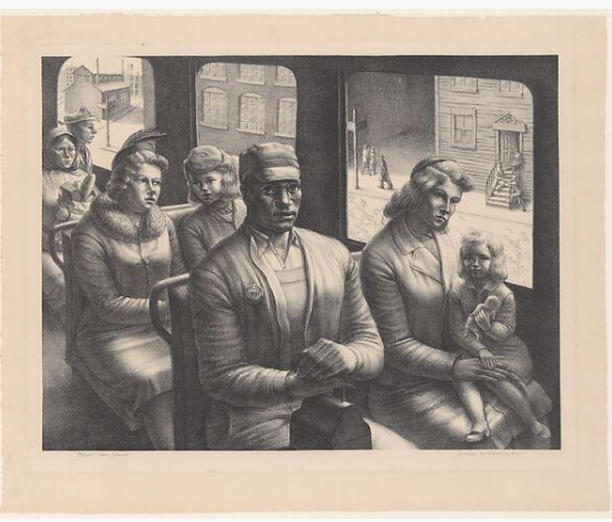 Джон Уилсон. Сцена в трамвае. 1945.png