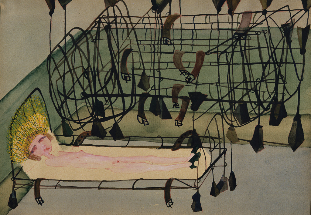 Carol Rama Appassionata, 1940 Watercolor, tempera, and coloured pencil on paper 23 × 33 cm GAM – Galleria Civica d'Arte Moderna e Contemporanea, Turin, Fondazione Guido ed Ettore De Fornaris Courtesy Fondazione Torino Musei Photo: Studio Fotografico Gonella, by courtesy of the Fondazione Torino Musei © 2025 Archivio Carol Rama, Torino