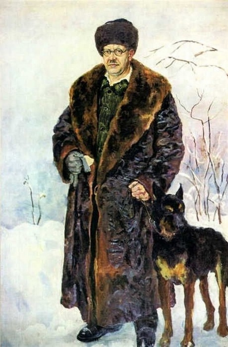 П.П. Кончаловский (1876-1956). Автопортрет с собакой. 1933 г..jpg