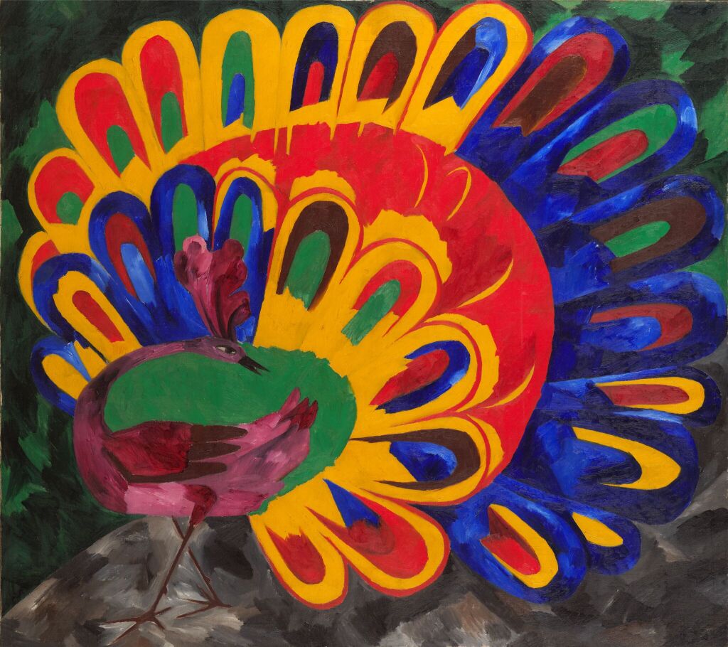 Наталья Гончарова. Павлин под ярким солнцем (стиль египетский). 1911. ГТГ