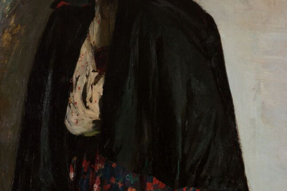 Ф.Малявин. Крестьянка, закрывающая свиткой рот. 1895. Холст. Масло. ГТГ