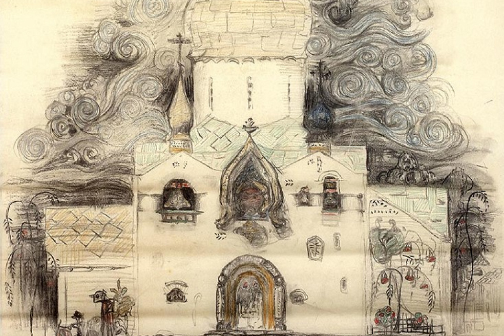 Проект западного фасада Покровского собора, 1908 г.