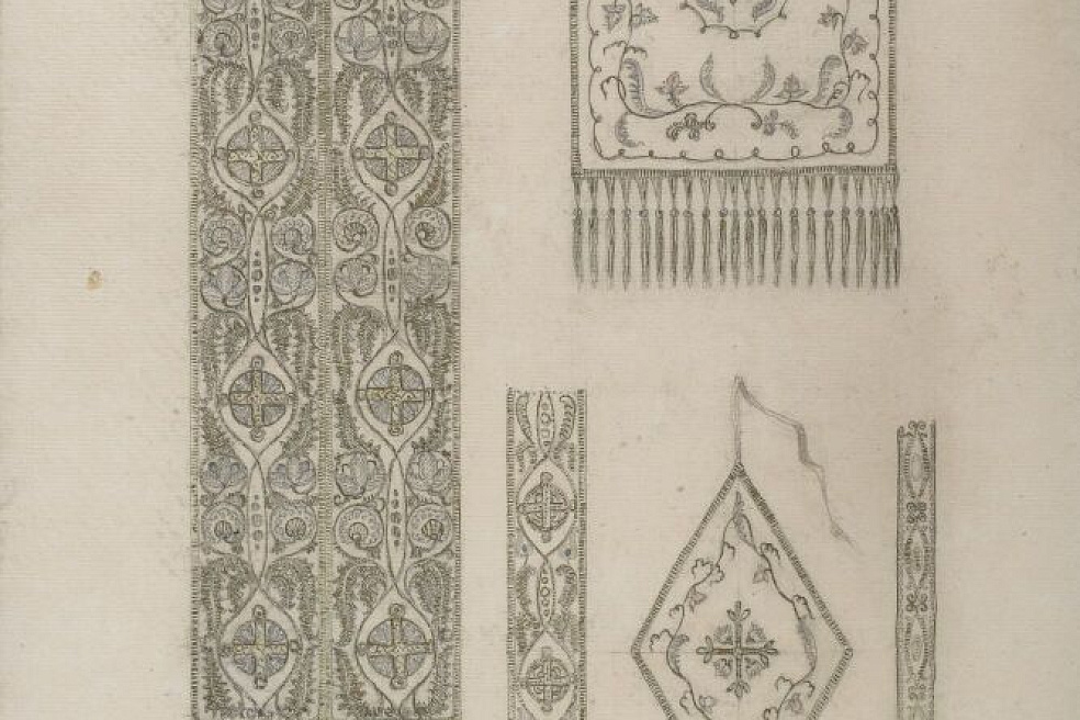 Эскизы облачений для Марфо-Мариинской обители. Епитрахиль, поручи, набедренник 1911