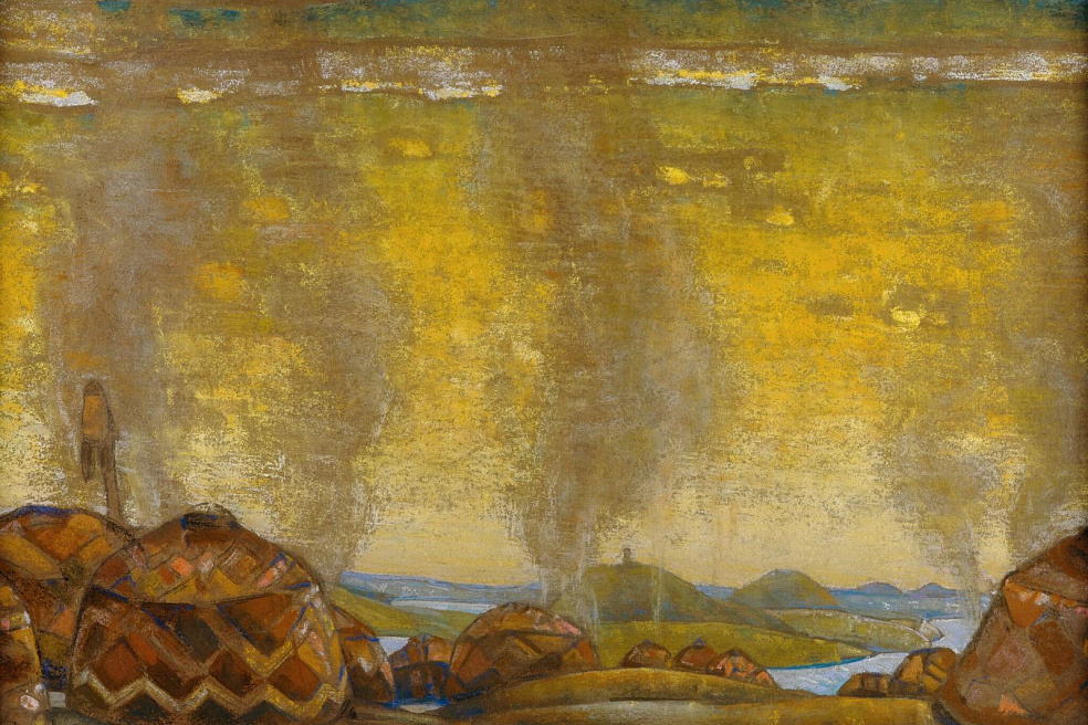 Н.К.Рерих. Половецкий стан. Эскиз декорации к опере А.П.Бородина Князь Игорь. 1908. ГТГ